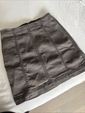 Free People Women's Dark Gray Denim Mini Skirt